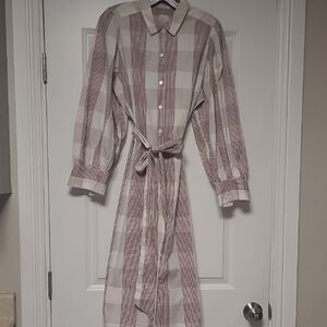 A New Day Tan Brown Long Sleeve Shirt Dress